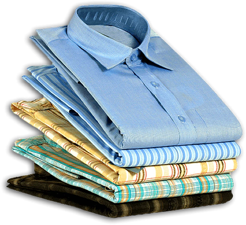 Stack of freshly folded shirts and linens