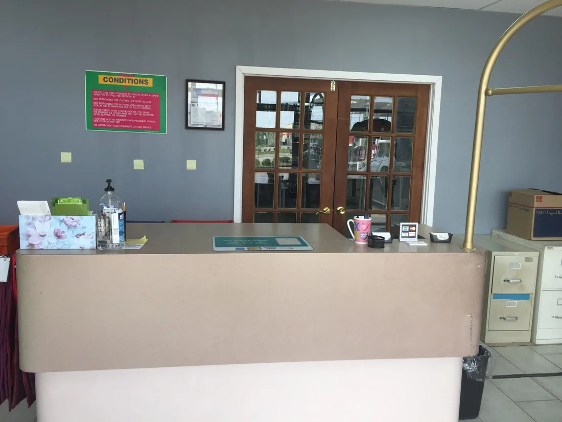 Front counter at the Econo Cleaners store on West University Drive in Denton